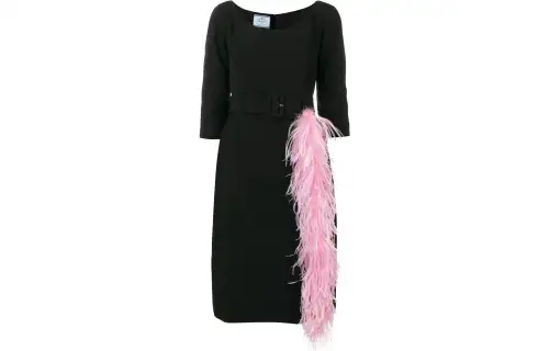PRADA Long Sleeved Dresses Women's Black Crew Neck Moderate Short