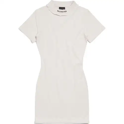 Balenciaga Short Sleeved Dress, Slim Fit Women's White