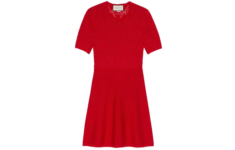 GUCCI Short Sleeved Dress Women's Red