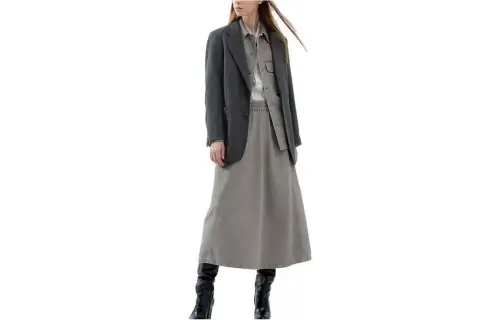 UNIQLO FW23 U Denim Long Skirts Women's Lead Gray Moderate Mid Length Other