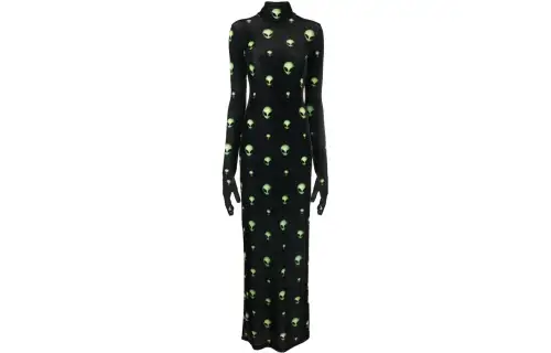 Vetements Long Sleeved Dresses Women's Black Crew Neck Long