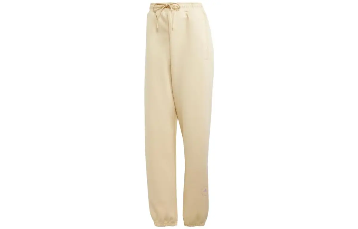 Adidas X Stella McCartney Knitted Sweatpants Women's Beige Moderate Cuffed Pants