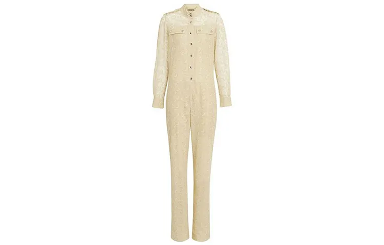 Burberry Jumpsuits Women's Light Yellow Moderate Straight Fit Pants