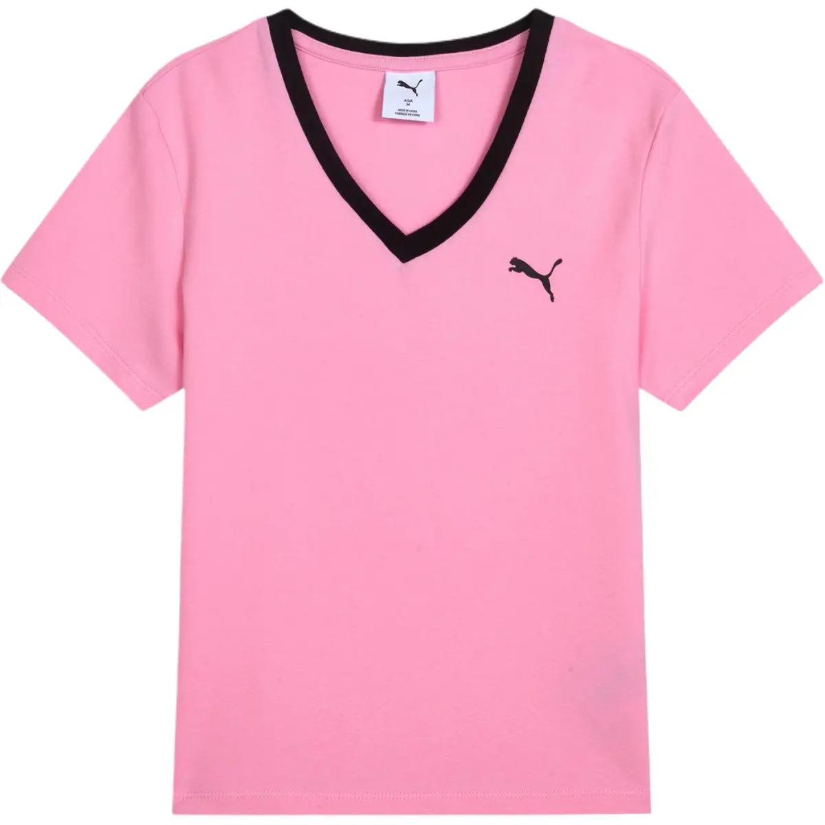 PUMA The T-Shirts Women's Pink-90 V-neck Moderate Straight Fit