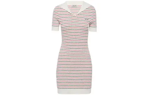 MIU MIU FW22 Short Sleeved Dress Women's White
