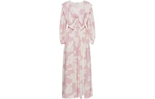 MIU MIU Long Sleeved Dresses Women's Pink V Neck Moderate Long