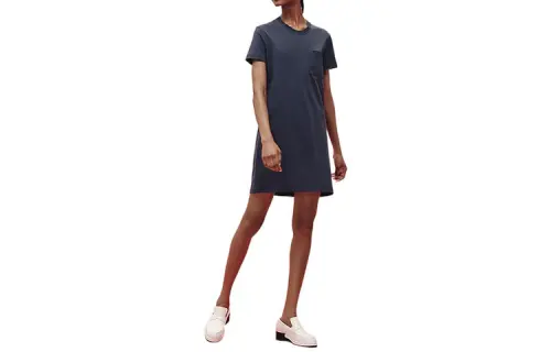 HERMES SS23 Short Sleeved Dresses Women's Navy Crew Neck Thin Short