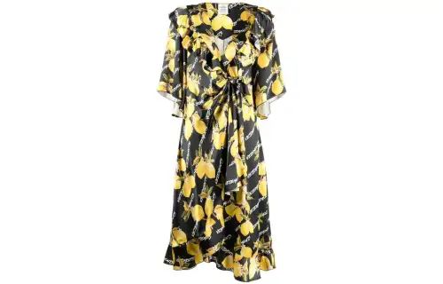 Vetements Short Sleeved Dresses Women's Yellow V Neck