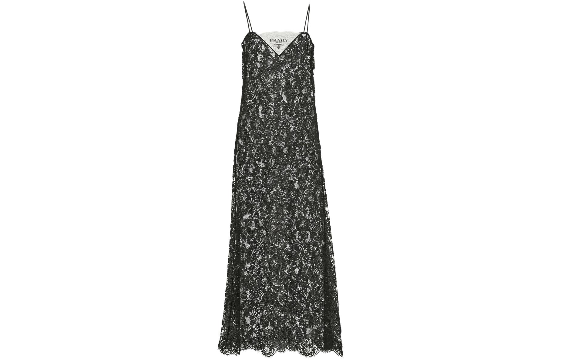PRADA Floral-embroidered Lace Midi Dress