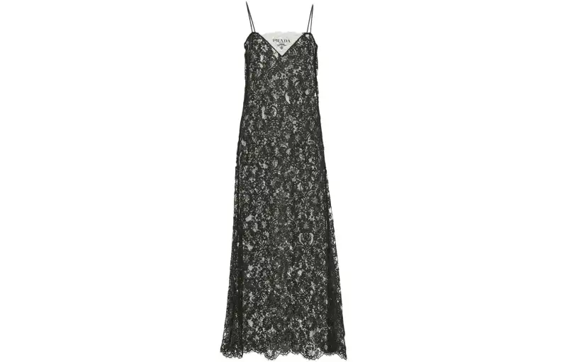 PRADA Floral-embroidered Lace Midi Dress
