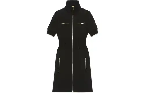 high-neck zip-up minidress