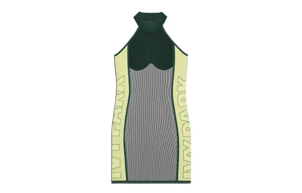 Adidas Ivy Park Knit Logo Dress Dark Green/Green Tint/Yellow Tint