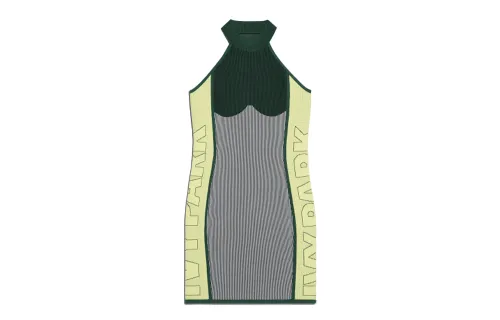 Adidas Ivy Park Knit Logo Dress Dark Green/Green Tint/Yellow Tint