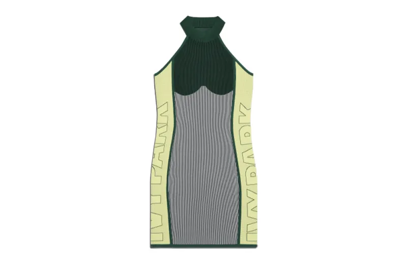 Adidas Ivy Park Knit Logo Dress Dark Green/Green Tint/Yellow Tint