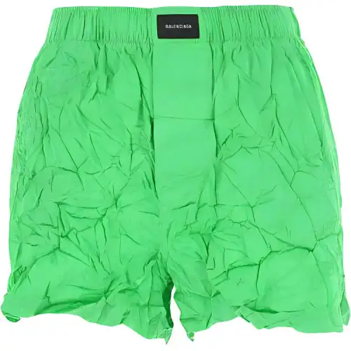 Balenciaga Crease-Effect Logo Patch Shorts