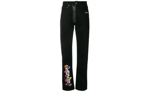 OFF WHITE SS20 Jeans Women's Black Moderate Straight Fit Pants