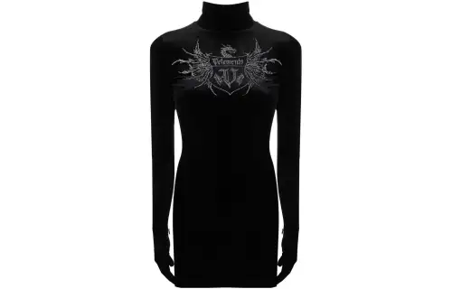 Vetements Long Sleeved Dresses Women's Black Turtleneck
