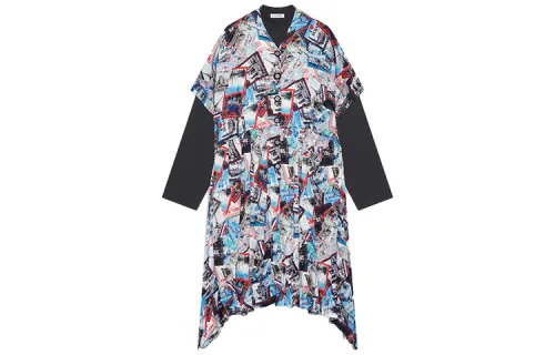 Balenciaga Long Sleeved Dresses Women's Gray Crew Neck