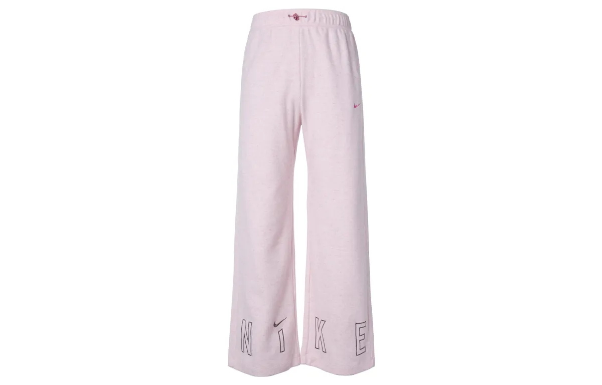 Nike THERMA FIT Leg Opening Letter Design High Rise Fleece Lined Casual Wide Leg Knitted Sweatpants Women's