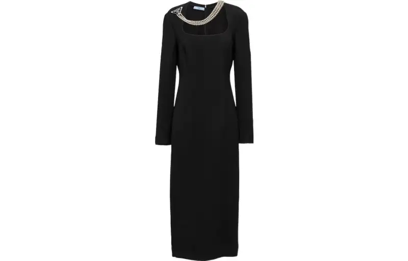 Prada necklace-embellished Cady dress