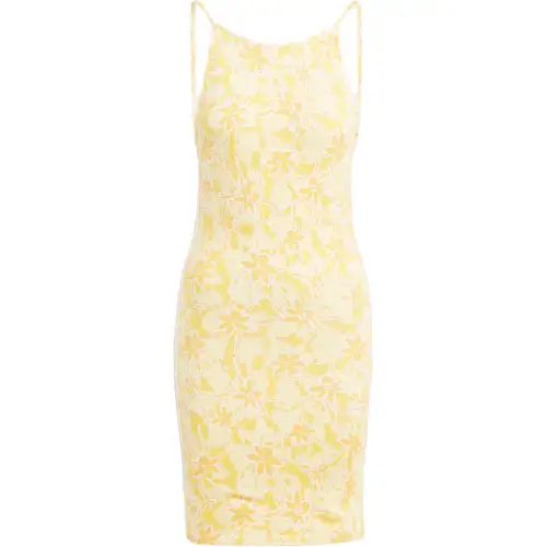 Adidas Originals Slip Dresses Women's Light Yellow Crew Neck Moderate Short