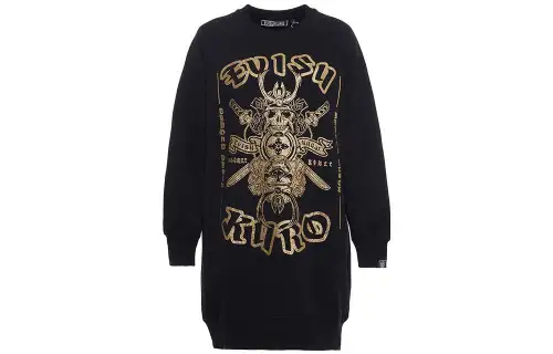 EVISU Sweatshirt Style Dress Black