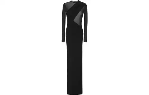 SAINT LAURENT Sheer panel Draped Gown