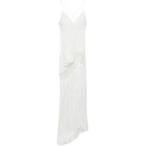 LOEWE Slip Dresses Women's White V Neck Thin Long