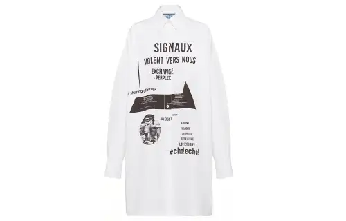 PRADA Long Sleeved Dresses Women's White Pointed Collar Moderate
