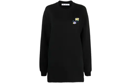 OFF WHITE SS21 Long Sleeved Dresses Women's Black Crew Neck