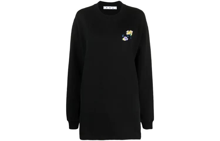 OFF WHITE SS21 Long Sleeved Dresses Women's Black Crew Neck