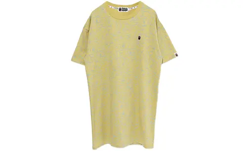 A BATHING APE Short Sleeved Dresses Women's Yellow Crew Neck