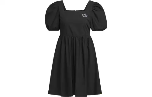 adidas originals X Monkey Kingdoml Women's Square Neck Lantern Sleeve Dress Black