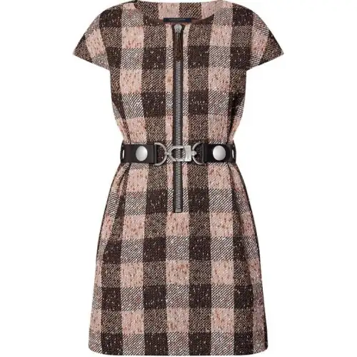 Lv Check Tweed Utility Detail Dress