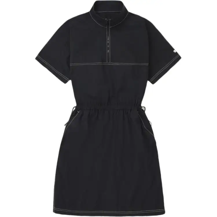 Travel quick dry breathable cloth for leisure, antibacterial long short sleeve dress with zipper, absorbs sweat and smell, loose fit, with a zipper, mid-length