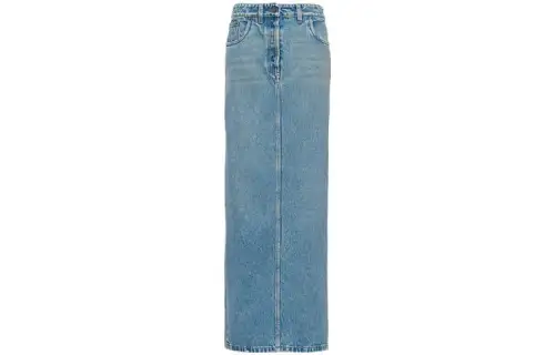 Prada triangle-logo denim maxi skirt