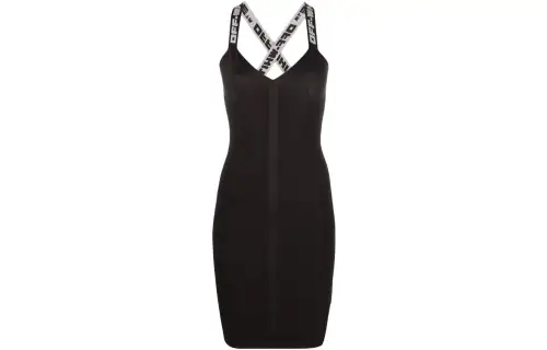 OFF-WHITE logo straps V-neck mini dress