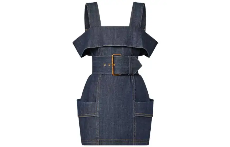 LOUIS VUITTON Oversized Belt Denim Utility Dress