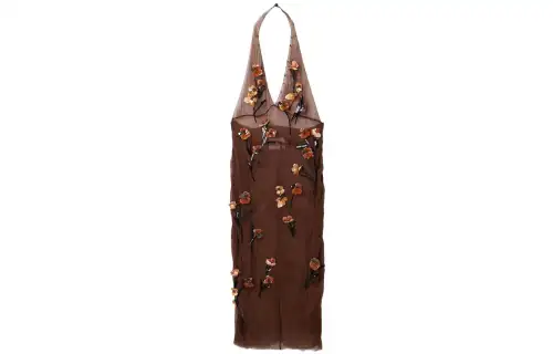 MIU MIU FW23 Slip Dress Women's Cocoa Brown