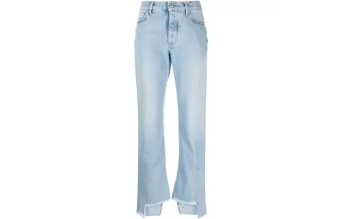 OFF WHITE Frayed Edge Straight Leg Skinny Jeans