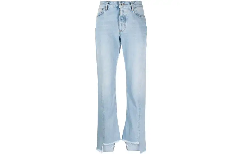 OFF WHITE Frayed Edge Straight Leg Skinny Jeans