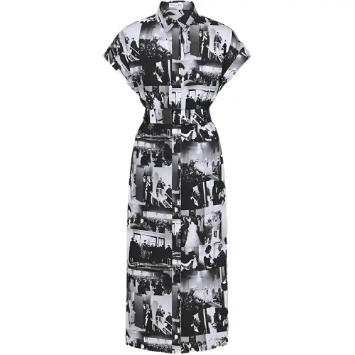DIOR Mid Length Shirtdress Short Sleeved Dress Women's Black