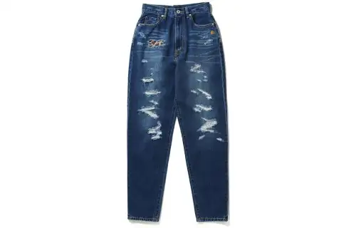A BATHING APE Jeans Women's Blue Moderate Ripped Pants