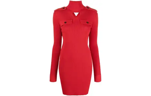 Bottega Veneta Long Sleeved Dress Women's Red
