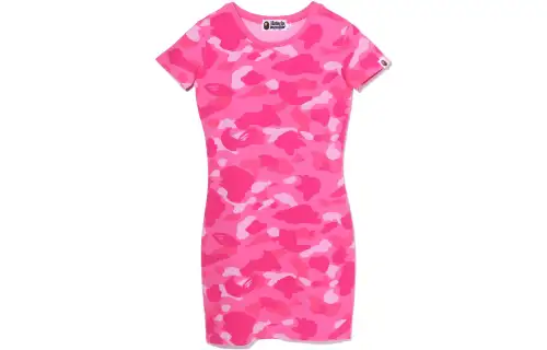 A BATHING APE Short Sleeved Dresses Women's Crew Neck
