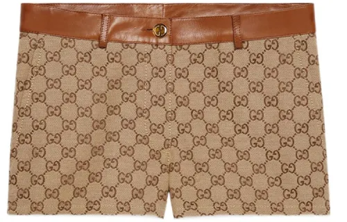 【Previous Season】GG-canvas leather-trim shorts