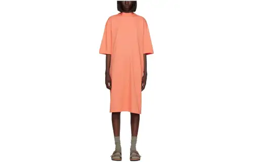Fear Of God Essentials Short Sleeved Dresses Women's Coral Crew Neck Mid Length