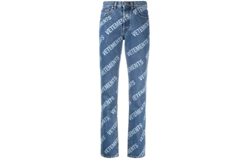 Vetements Jeans Women's Blue Moderate Straight Fit Pants