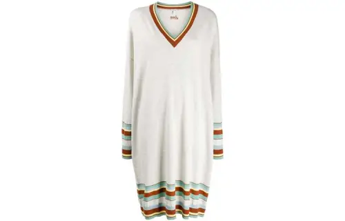 LOEWE Long Sleeved Dresses Women's Ecru V Neck Moderate