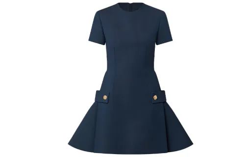 LOUIS VUITTON Short Sleeved Dress Women's Blue